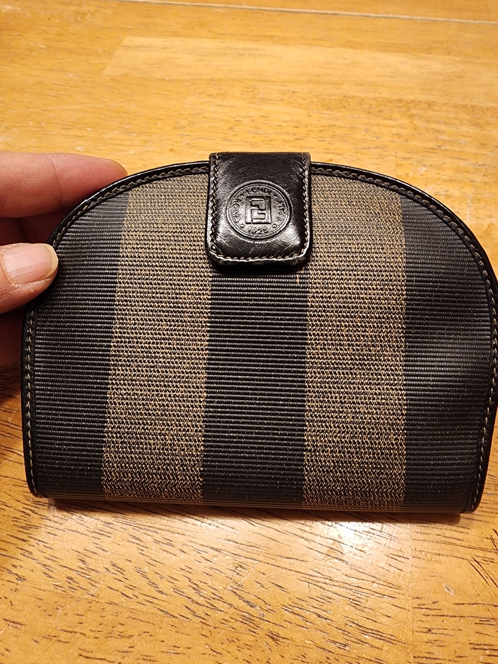 vintage Fendi Pequin Stripe half-moon bifold Wallet